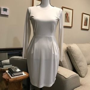 Bobi Black White Long Sleeve Open Back Dress